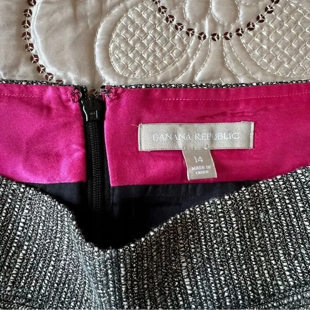 Banana Republic Tweed Metallic Pleated Fit & Flare Mini Skirt Size 14